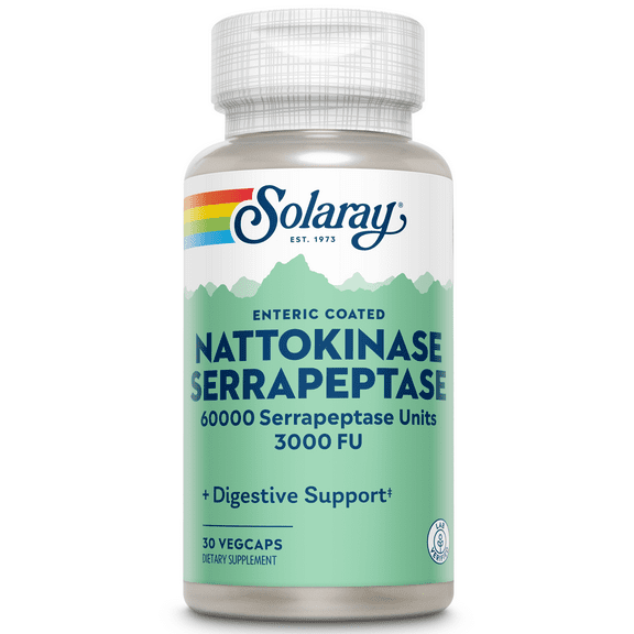 Solaray Nattokinase & Serrapeptase Supplement | 3,000 FU | Healthy Circulation, Blood Flow Support | 30 VegCaps