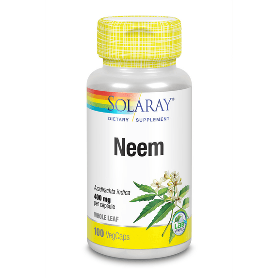 Solaray Neem Leaf 400mg | Healthy Blood, Skin & Immune System Support | Non-GMO, Vegan & Lab Verified | 100 VegCaps