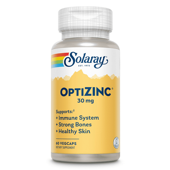 Solaray OptiZinc 30 mg, Supports Immune & Endocrine Systems & Cellular Health, With Methionine & B6, 60 Serv, 60 VegCaps
