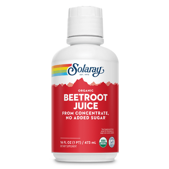 Solaray Organic Beetroot Juice from Concentrate | Supports Healthy Energy, Heart & Brain Function | 16 fl oz, 16 Servings