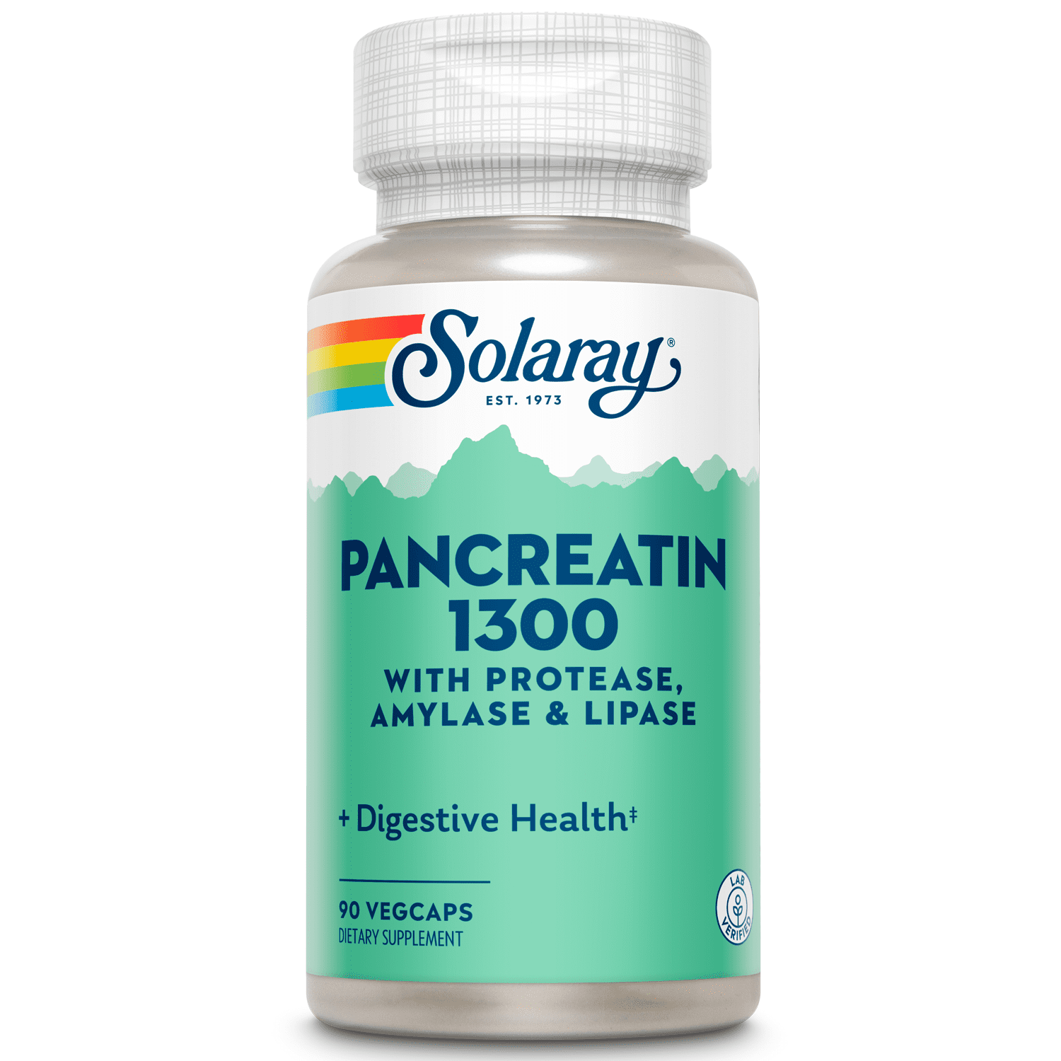 Solaray Pancreatin 1300, Pancreatic Digestive Enzymes with Protease, Amylase and Lipase, Plus Papain - Digestion Health Support, Lab Verified, 60 Day Guarantee, 90 Servings, 90 VegCaps