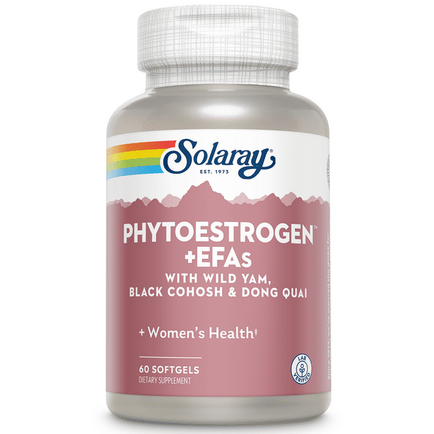 Solaray PhytoEstrogen Plus EFAs Menopause Support Wild Yam, Black