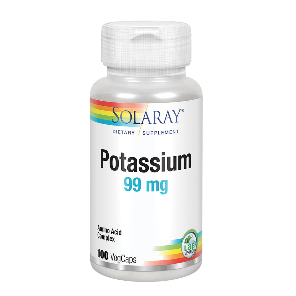 Solaray Potassium 99mg Supplement Fluid Balance Heart And Muscle Support 100 Vegcaps