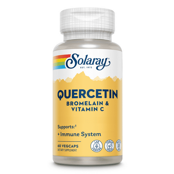 SOLARAY Quercetin with Bromelain and Vitamin C - Immune Support Supplement - Antioxidant and Heart Health Complex with Quercetin 500mg and 1235mg Vit C - Vegan, 60-Day Guarantee (60 CT, 20 Serv)
