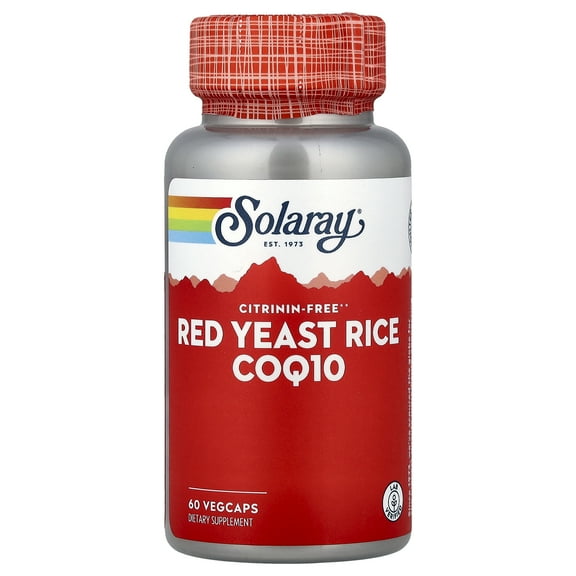 Solaray Red Yeast Rice Plus CoQ-10 | With Niacin for Added Cardiovascular Health Support | Non-Irradiated & No Citrinin | 60 Vegetarian Capsules