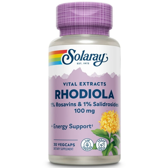 Solaray Rhodiola Root Extract 100 mg | Herbal Adaptogen for Occasional Stress & Mood Support | 30ct