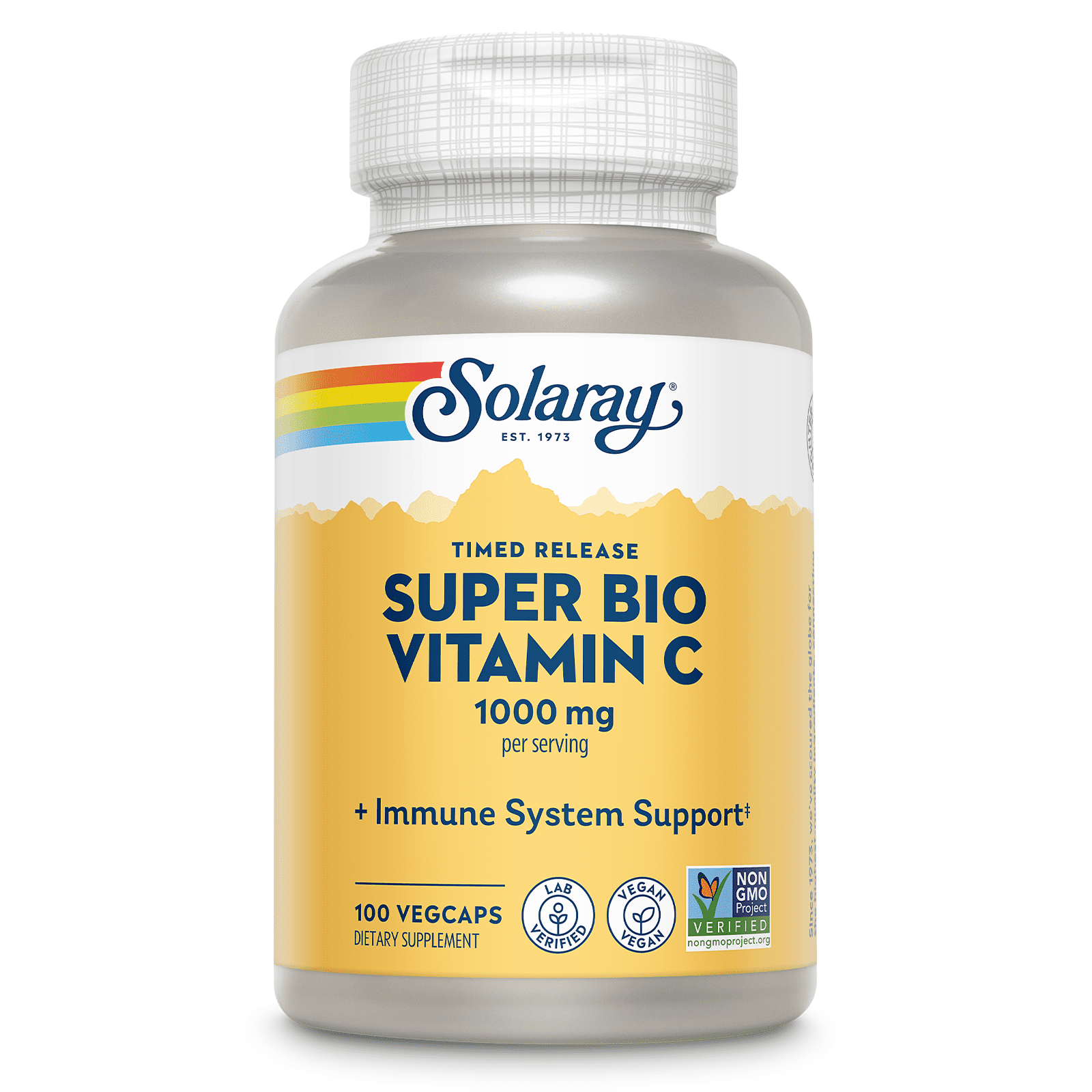 Solaray Super Bio Buffered Vitamin C 1000 mg with Bioflavonoids, Timed Release Immune Support, 50 Servings, 100 VegCaps