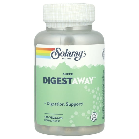 Solaray Super Digestaway Digestive Enzyme Blend | Healthy Digestion & Absorption of Proteins, Fats & Carbohydrates | Lab Verified | 180 VegCaps