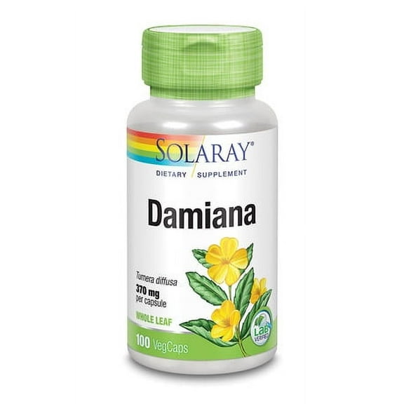 Solaray Damiana Leaf 370mg | Traditional Womens Support for Healthy Mood, Libido, Relaxation & Glucose Levels | Non-GMO & Vegan | 100 VegCaps