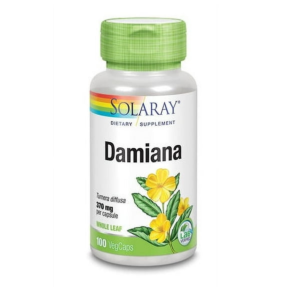 Solaray Damiana Leaf 370mg | Traditional Womens Support for Healthy Mood, Libido, Relaxation & Glucose Levels | Non-GMO & Vegan | 100 VegCaps
