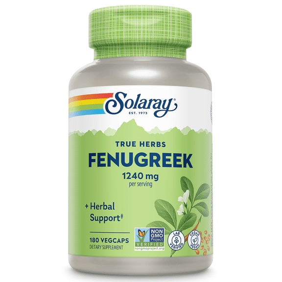 Solaray Fenugreek Seed 1240 mg | Healthy Digestion & Stomach Comfort, Blood Sugar & Lactation Support | 180ct, 90 Serv.
