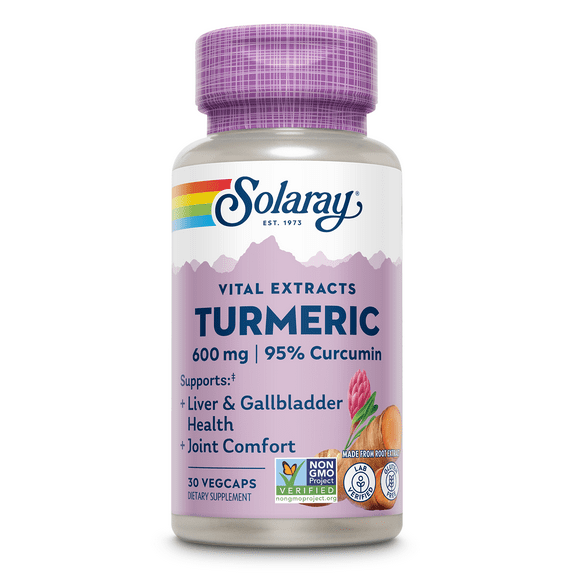 Solaray Turmeric Root Extract 600mg | One Daily | Healthy Joints, Cardiovascular System Support | Guaranteed Potency | 30 VegCaps