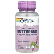Solaray Butterbur Root Extract 50mg | Support for Healthy Vascular Smooth Muscle, Blood Flow, Respiratory Function & Urinary System Health | 60ct