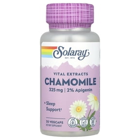 SOLARAY Chamomile Extract 325 mg - Traditional Herbal Support - Standardized to 2% Apigenin, an Antioxidant and Flavonoid - Vegan, Gluten Free, Made without Soy, 60-Day Guarantee, 30 Serv, 30 VegCaps
