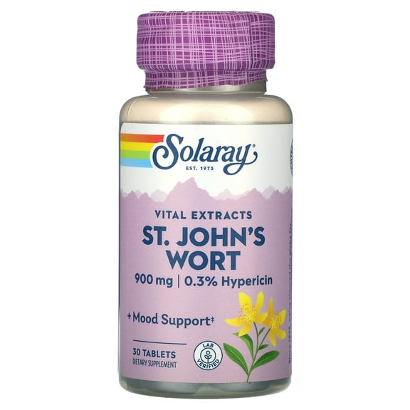 Solaray St. Johns Wort Aerial Extract One Daily 900mg | Standardized w/ 0.3% Hypericin for Mood Stability & Brain Health Support | Non-GMO | 30 Ct
