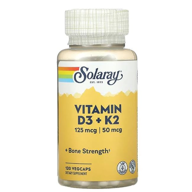 Solaray Vitamin D3 + K2 D & K Vitamins for Calcium Absorption and