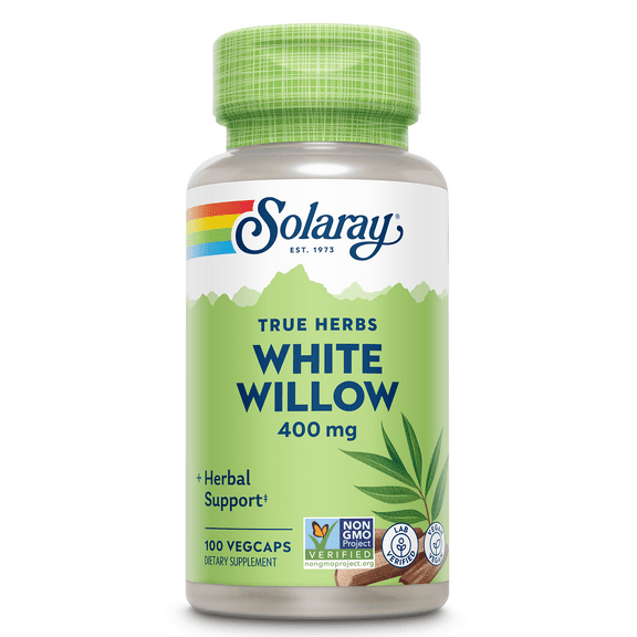 SOLARAY White Willow 400mg - White Willow Bark Capsules - Wellness Support - Herbal Supplement w/ Naturally Occurring Salicin, Non-GMO, Gluten Free, Vegan, 60-Day Guarantee, 100 Servings, 100 VegCaps