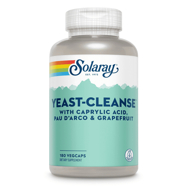 Solaray Herbal Yeast-Cleanse Capsules | Caprylic Acid, Pau