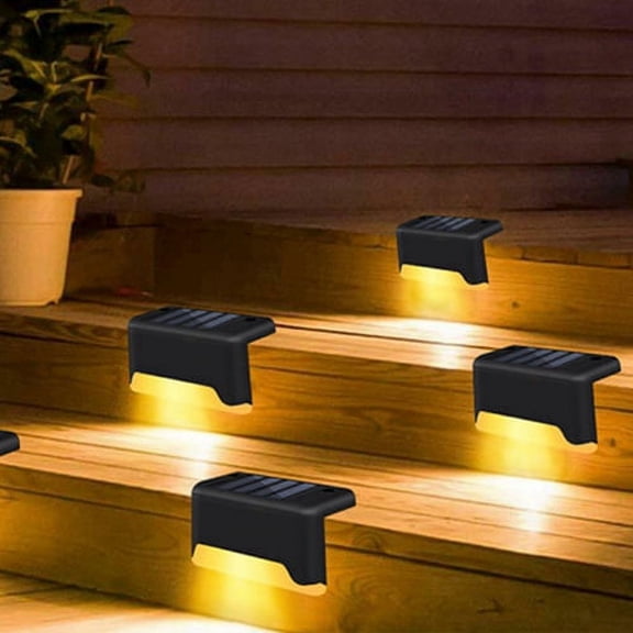 Solarek 4Pcs Fence Lamps Solar Powered Step Lights LED Dusk To Dawn Sensor for Stairs Yard Railing