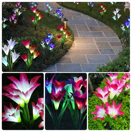 Solarek Outdoor Solar Garden Stake Lights 2 Pacs Solar Powered Lights Multi-Color Changing LED Solar Decorative Lights for Garden Patio Backyard