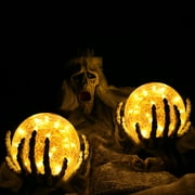 Solarera 2 Pcs Waterproof Outdoor Decorative Globe Solar Lights Cracked Glass Ball Lights Ground Lights with 30 LEDs for Garden Pathway