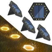 Solarera 4Pcs Solar Ground Lights Waterproof Solar Outdoor Lights, 18LEDs Garden Solar Underground Lights for Landscape, Pathway,Yard,Lawn,Driveway, Warm White