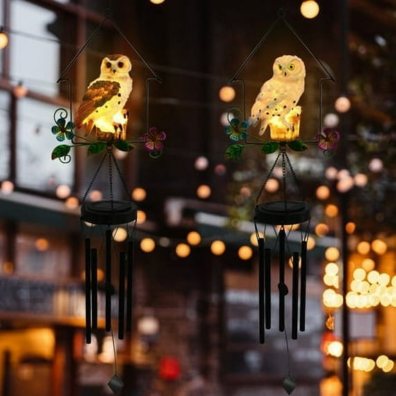 Solarera Owl Solar Wind Chimes Lights, Solar Garden Lights Outdoor Christmas Decor Gifts for Women Men, Outdoor Solar Lights for Garden Decor Yard Christmas Decorations, White