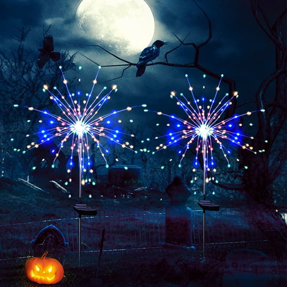 OriginalSourcing Solar Firework Light, 180 LED Solar Lights Outdoor - 2 Pack Solar Garden Lights Outdoor Decorative for Walkway Patio Backyard Yard Lawn Halloween Christmas, Multicolor