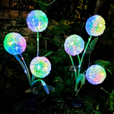 Solarera Solar Lights Outdoor Decorative, 36 LED and 2 Working Modes Solar Flower Lights, Solar Dandelion Garden Lights, Waterproof Colorful Solar Lights for Pathway, Yard, Lawn Decoration, 2 Pack