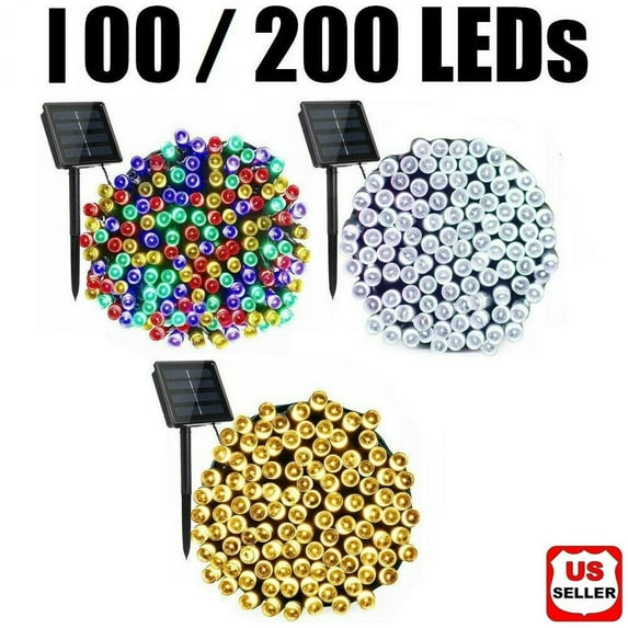 Solarera Solar String Lightslights 100LED (39ft 12m) or 200 LED(72ft 22m) Solar Powered Fairy Lighting Waterproof Outdoor String Lights for Indoor Gardens Xmas Tree Homes Wedding Party Decor