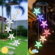 ​Solarera Solar Wind Chime LED Light, Color-Changing Windchime Outdoor Star Shape Chime Decor for Yard, Garden, Home Valentines Day Decor