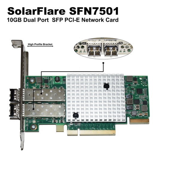 Pre-Owned Solarflare Dual-Port 10GbE SFP+ PCIe 3.0 High Profile Network Adapter SFN7501