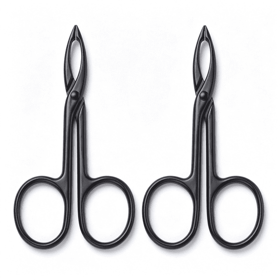 Solargess 2 Pieces Tweezers Scissor Handle Straight Tip Scissor | Shaped Eyebrows Tweezers for Hair Plucker Remover Facial Hair Eyebrows Care Scissor Tweezers (Black)