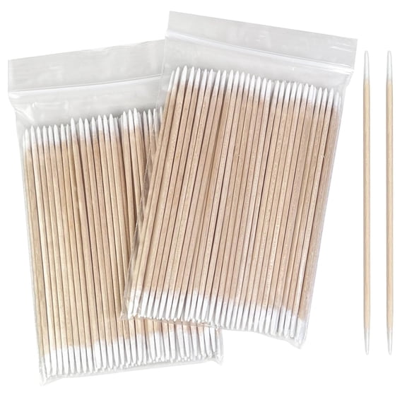 Solargess 200 Count 4 Inch Double-Sided Pointed Cotton Swabs for Nail | Features Wood Sticks, Firm Soft Cotton Tips for Nail Technicians and DIY Enthusiasts, DIY at Home, Home Salon