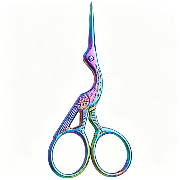 Solargess Copper Crane Embroidery Scissors Rainbow Stainless, Steel Craft Snips 3.74 Inch Comfortable for Sewing