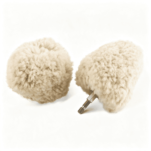Solargess Wool Polishing Ball, 1Pc Heavy Cutting Wool Polishing Cone, Low Heat Car Wheel Hub Drill Wool Polishing Ball, Wool Polishing Cone for Car Detailing, Fast Oxidation & Scratch Removal