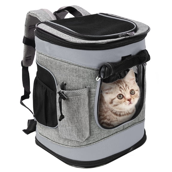Solaris Adjustable Pet Carrier Backpack for Dogs and Cats, Puppies, Portable Cat Carrier Backpack with Bottle Pocket, Two Mesh Window for Breath,Gray