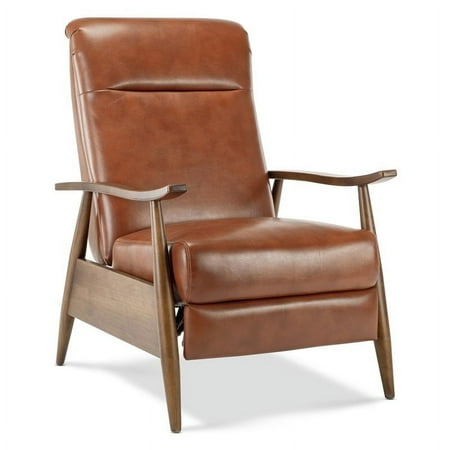 Solaris Caramel Faux Leather Wooden Arm Push Back Recliner Chair