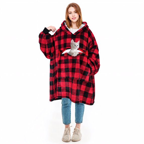 Solaris Deluxe Reversible Fleece Oversized Blanket Sweatshirt with Hood Super Soft Warm Large Plush Sleeved Throws for Adult Wom