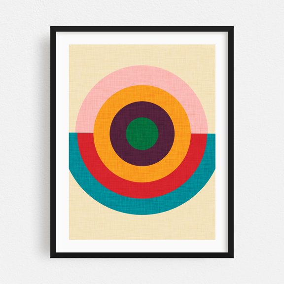 Solaris - Digital Art Geometric Modern Art Abstract Pattern Minimalist Retro Mid-Century Modern Black Framed Wall Art Print 5 x 7 inches