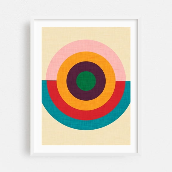 Solaris - Digital Art Geometric Modern Art Abstract Pattern Minimalist Retro Mid-Century Modern White Framed Wall Art Print 11 x 14 inches