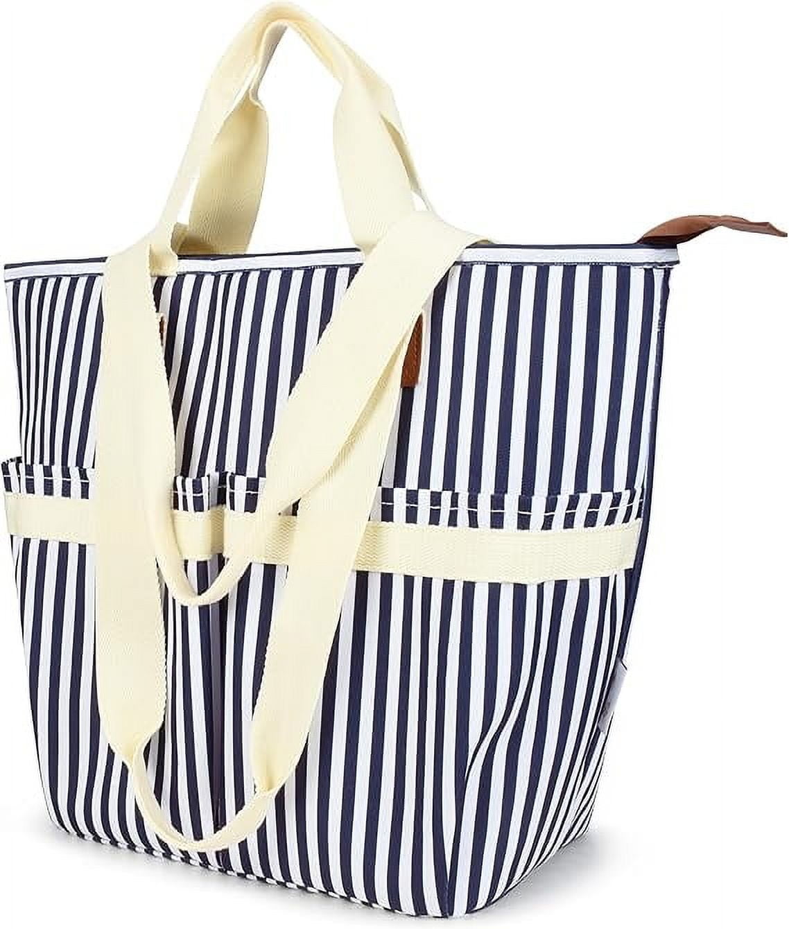 Stripe Blue and White Insulated Cooler Bag, 16 Quart