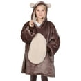 thumbnail image 1 of Solaris Kid's Oversized Wearable Blanket Hoodie Sweatshirt, Warm Comfortable Sherpa Fleece Pullover with Large Front Pocket for Teens (7-16 yr) Youth Boys, Girls, Brown Bear, 1 of 7