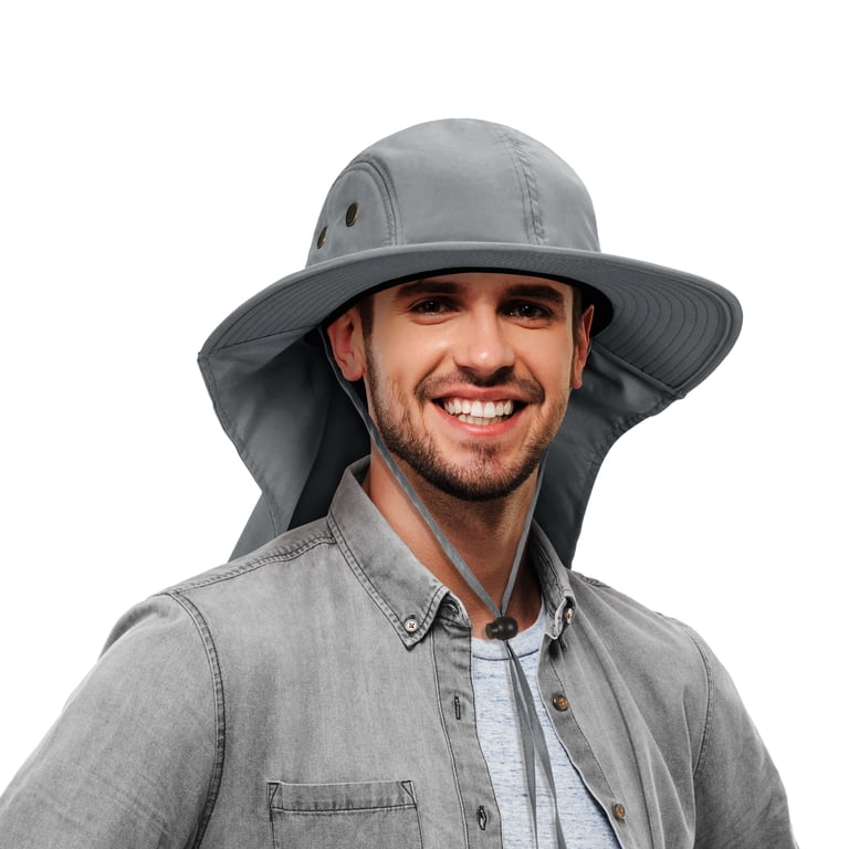 UPF 50+ Sun Hat Wide Brim with Neck Flap Adjustable Windproof Polyester Hiking Mens Sun Hat, Sun Hats for Men UPF 50+ UV Protection Wide  main image 3