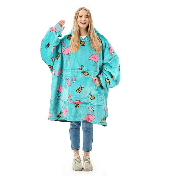 Solaris Oversize Sherpa Christmas Wearable Blanket Hoodie Sweatshirt, Unisex Adults'