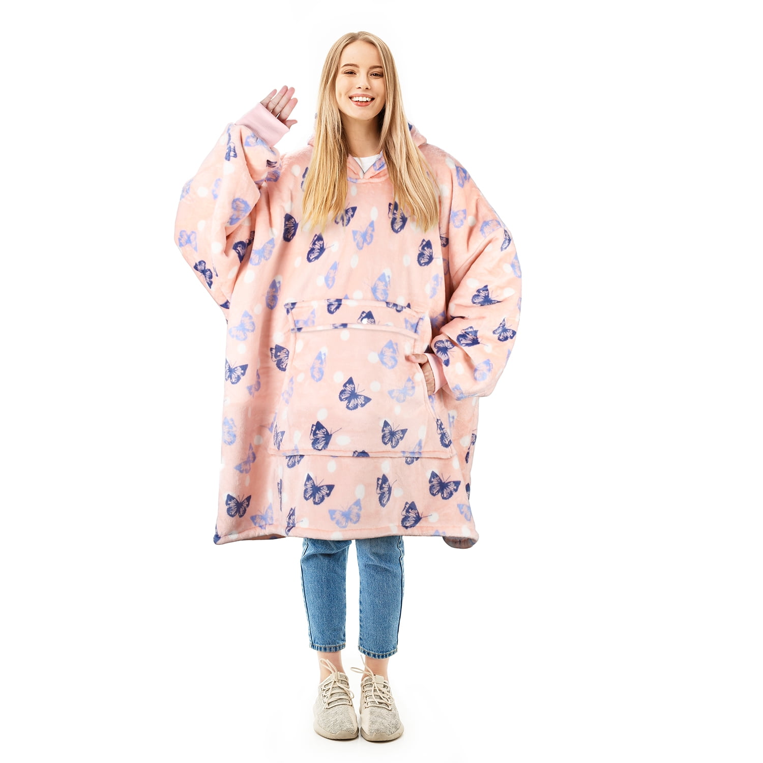 Solaris Oversized Sherpa Pullover, Christmas Wearable Blanket Hoodie Sweatshirt (Women's Men's Adult)