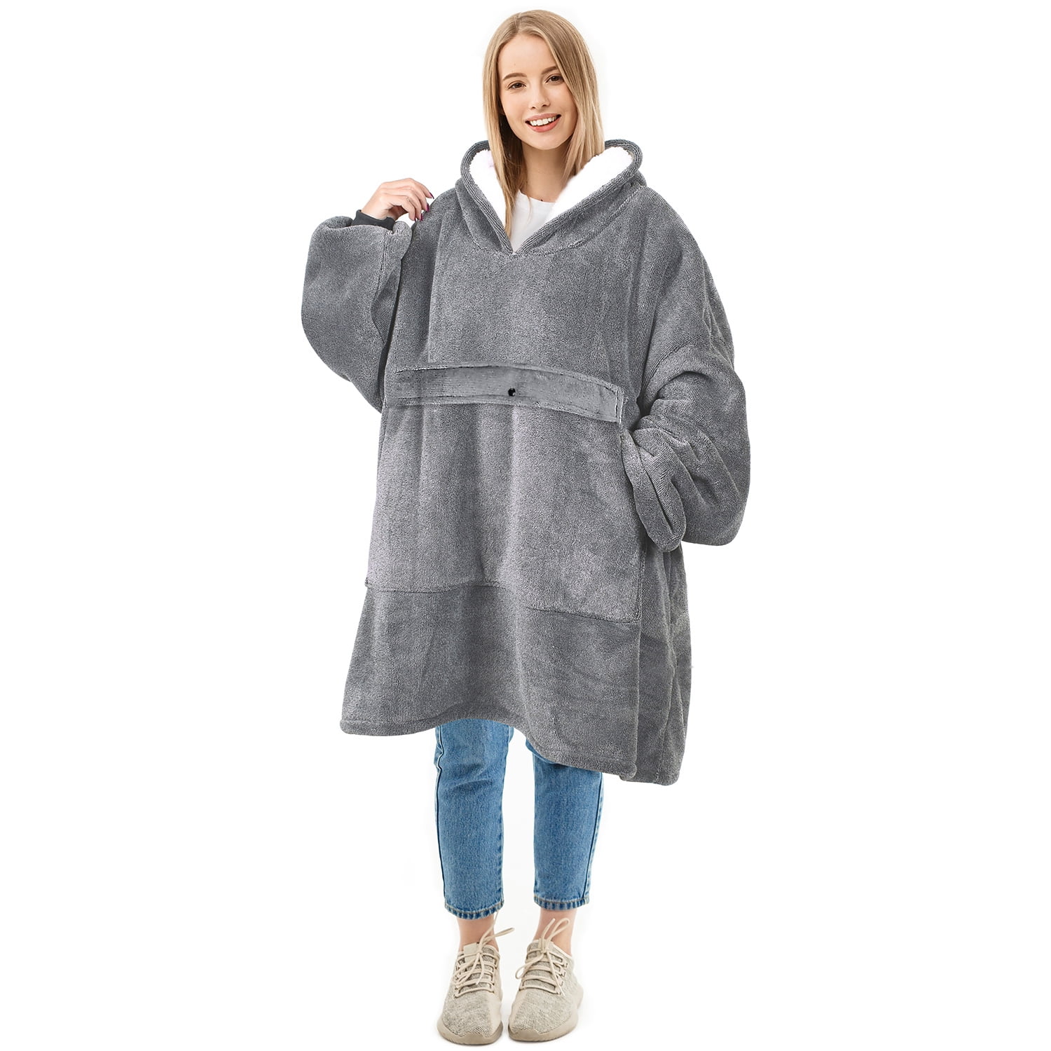 Solaris Oversized Sherpa, Unisex, Christmas Wearable Blanket Hoodie (Adult Women's Men's)