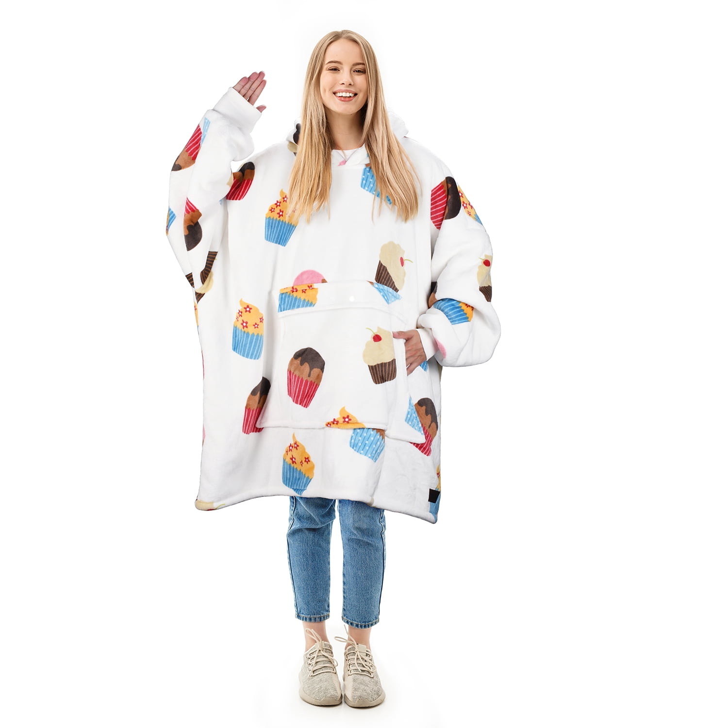 Solaris Oversize Sherpa Christmas Wearable Blanket Hoodie Sweatshirt (Women's Men's)