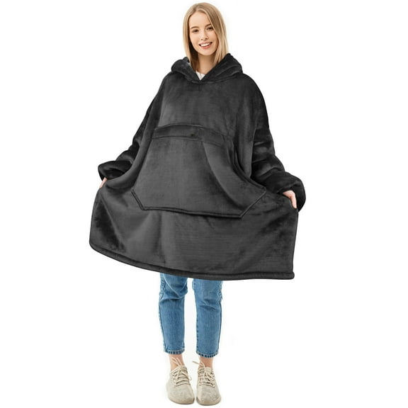 Solaris Santa Claus Wearable Blanket Hoodie, Oversize Sherpa Sweatshirt Blanket for Adult Women Men, Super Cozy Soft Warm Pullover Blanket - Christmas Gift