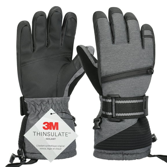Solaris Ski Gloves, Winter Warm 3M Insulation Waterproof, Skiing, Snowboarding, Gifts, Men, Black
